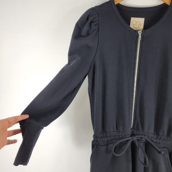 New Chaser Puff Sleeve Zip Up Drawstring Sweatsuit Jogger Jumpsuit - Picture 4 of 14